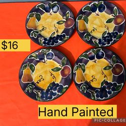 Tabletops Unlimited Scandicci Hand Painted Collection Set Of 4 