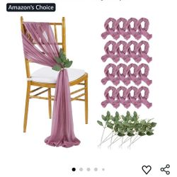 Purple Chair Sashes Wedding Aisle Decorations: 16 Packs 8ft Long Draping Fabric Sheer Church Chair Cover Bulk for Party Banquet