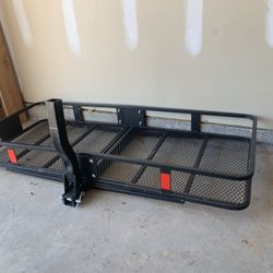 Haul Master 750 lb. Capacity Heavy Duty Hitch Mount Folding Cargo Carrier