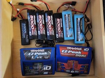 Traxxas EZ-Peak Live Multi-Chemistry Battery Charger w/Auto iD (4S/12A/100W) With 7x Batts, 2nd Charger