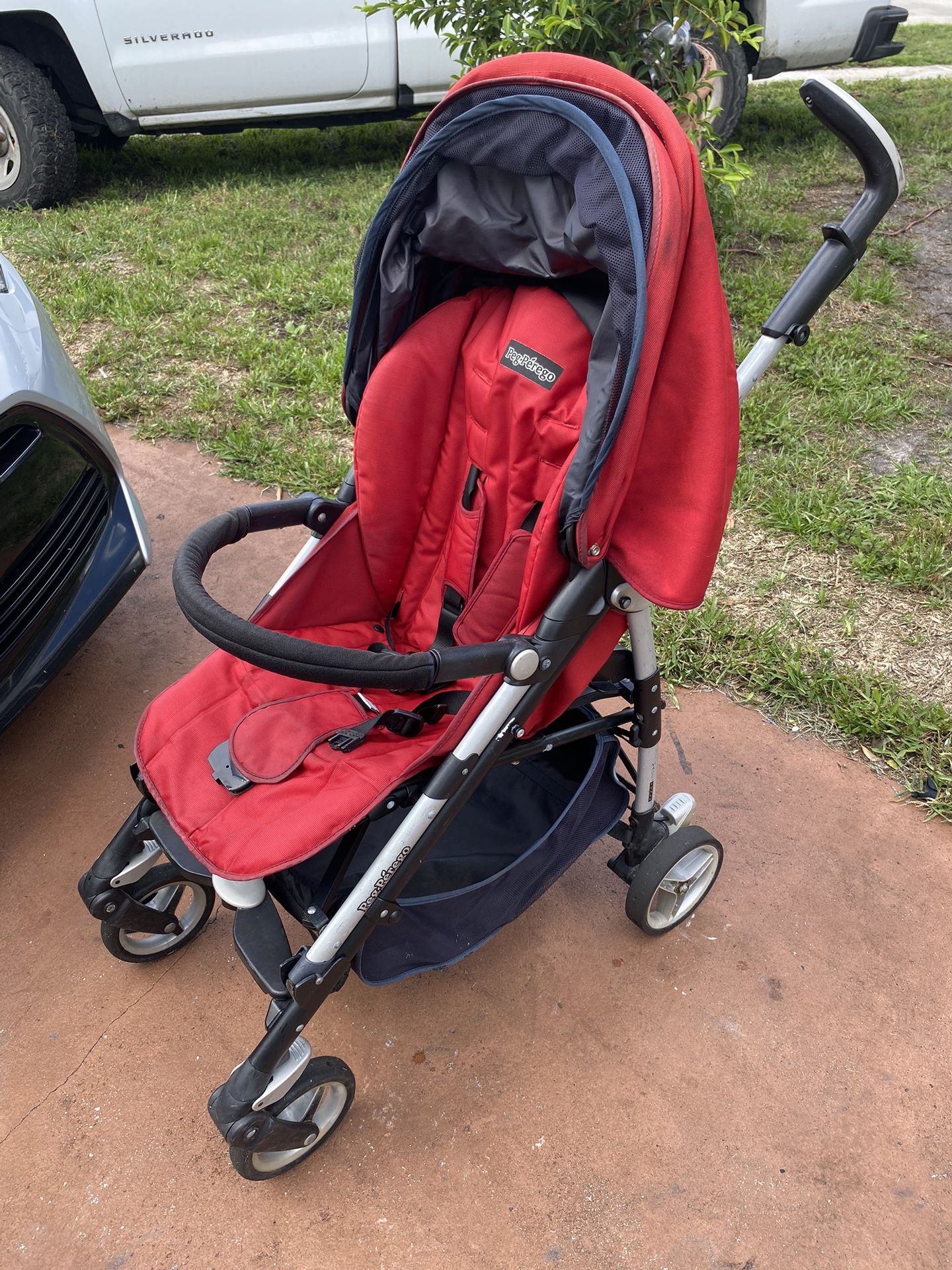 Peg Perego Stroller, Red, Canopy