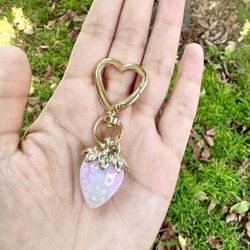 LIGHT PINK Strawberry Bag Charm Keychain