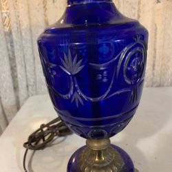Cobalt Cut To Clear Table Lamp