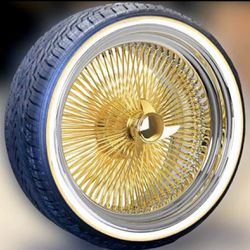 22” Gold Luxor 150 Spoke Wire Wheels Rims + 265-35-22 Vogue Tires (4) New -We Finance