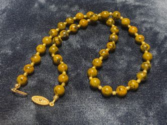 Beaded 18 inch Necklace with Gold Spacers and Vintage Clasp