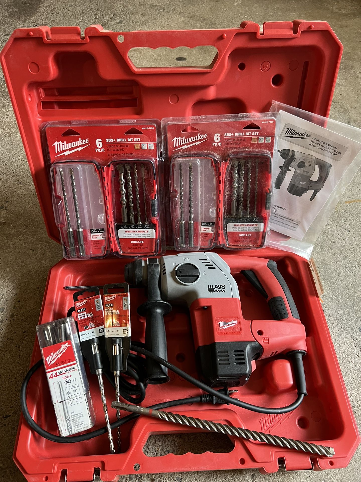 Milwaukee SDS Plus Rotary Hammer And Bits