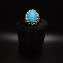 925 Sterling Silver Men's Ring with Natural Turquoise Gem Stone 
