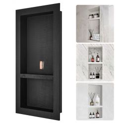 165*Shower Niche Ready for Tile 16" x 32", Double Shelf Organizer, Square Corners Wall-inserted Niche Recessed, Sealed Protection Modern Soap Storage 