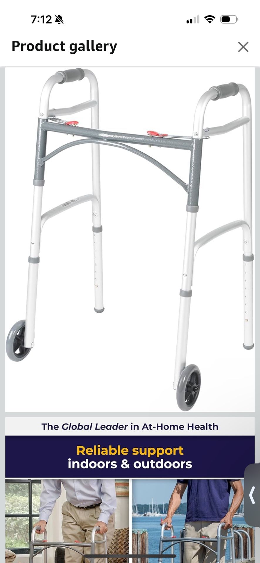 New In Box Walker Walking Frame Metal With Wheels 