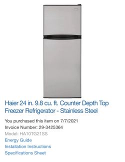 Haier 9.8 cu ft Refrigerator