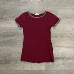 2000s Bozzolo Women’s Red/grey Ringer Blank Shirt
