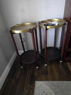 Bronze Gold Serving Carts / Bars 2 Tier Or Side Tables