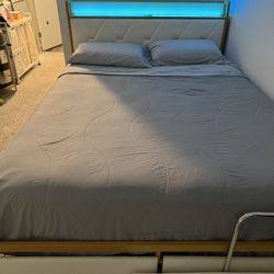 Queen Bed Frame with LED Headboard