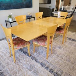 Lacquer Extension Dining Table with Six Pietro Costantini Chairs