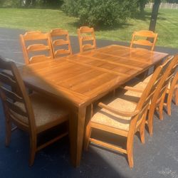 8ft X 3.5ft Wooden Dinner Table With 9 Chairs