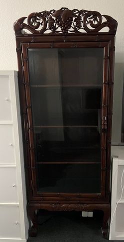 Hand Carved Wood Cabinet / Curio Cabinet