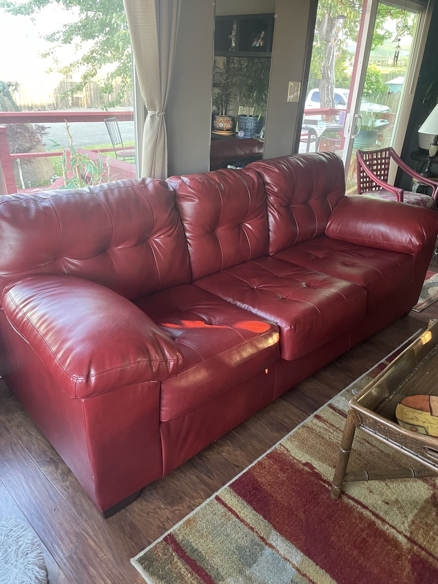 Red Pleather Couch
