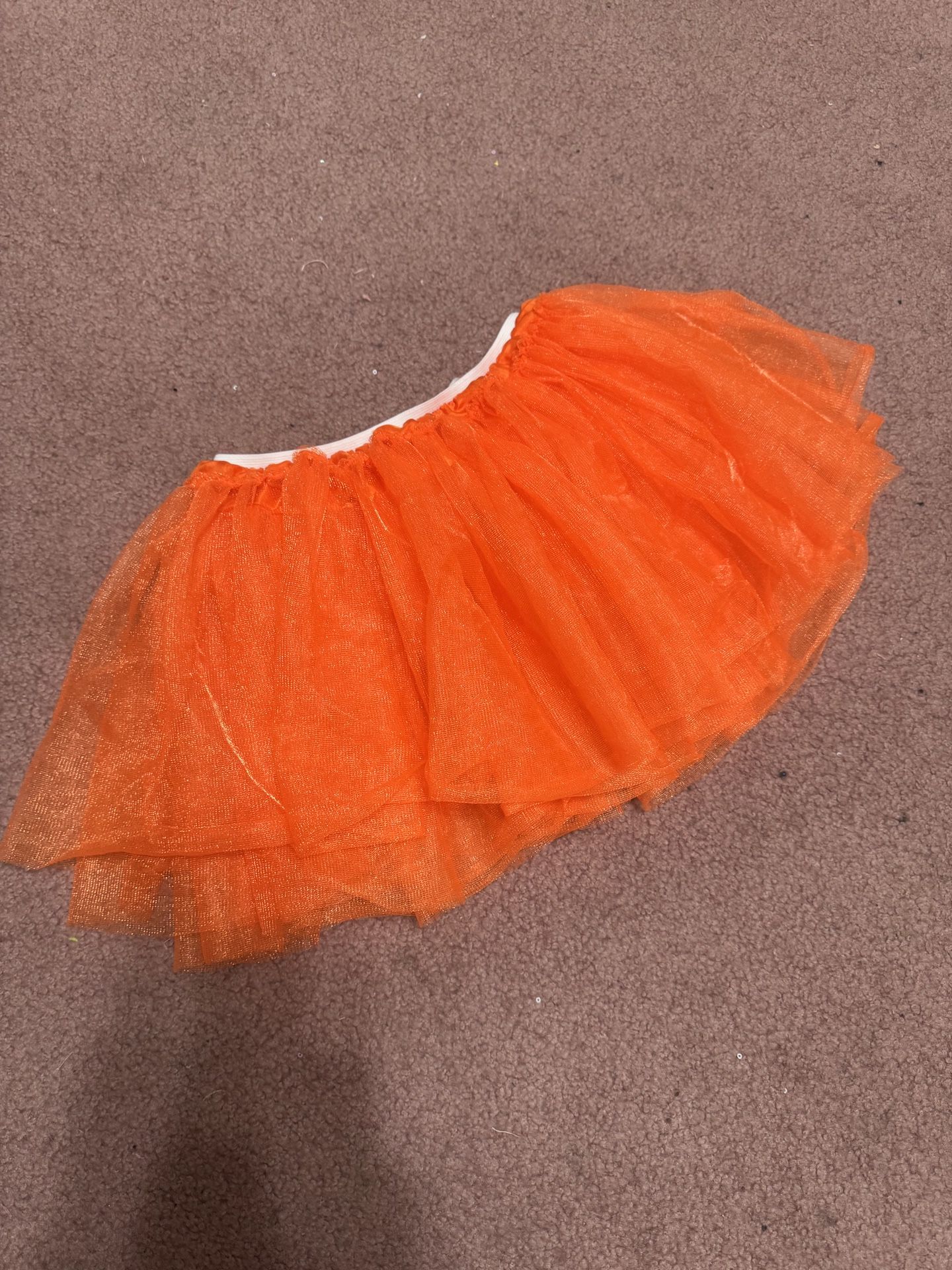 Kids Girls Youth Orange Tutu Skirt Costume