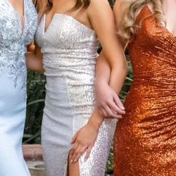 champagne gold slit dress!