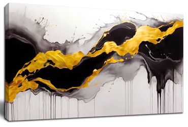 Brand New 20”x40” Modern Canvas Prints Ink Artwork Marble Style Painting for Home Decor