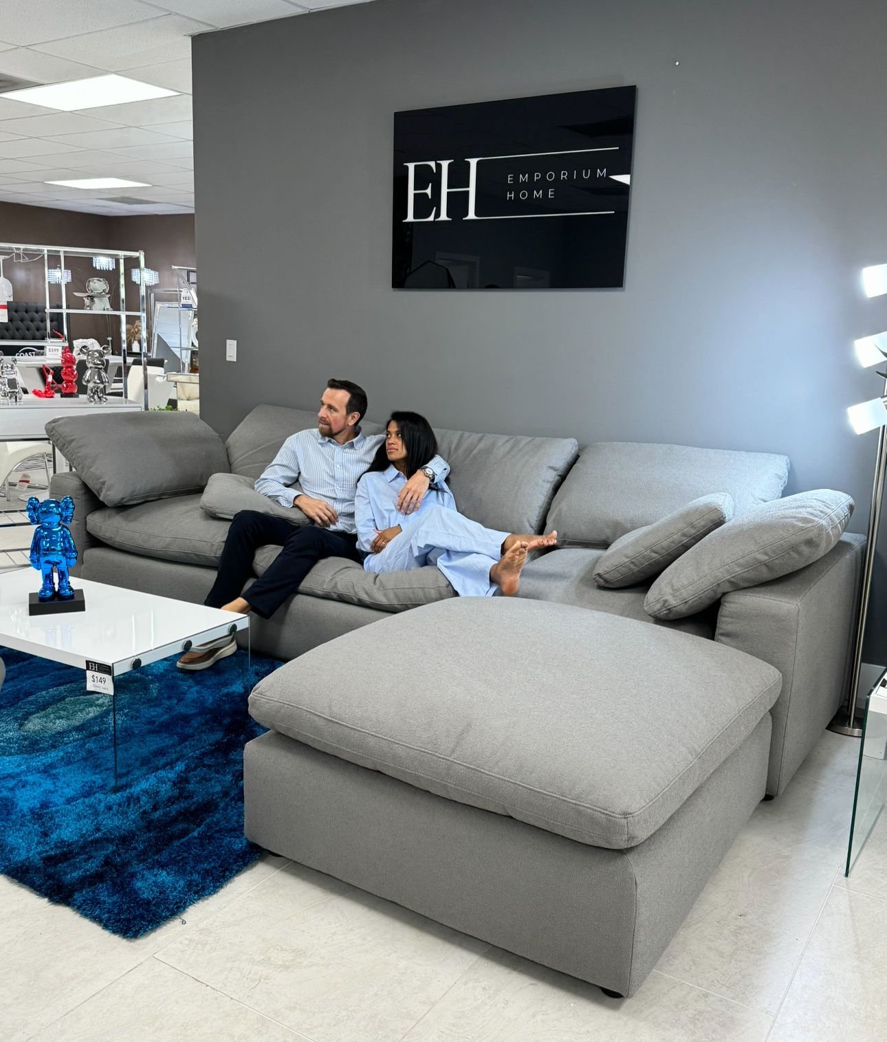 Grey Or White Boucle Cloud 4 Piece Sofa Sectional