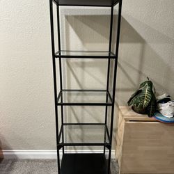 IKEA VITTSJÖ Black Glass Book Shelf Unit  