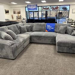 Light Gray Sofa Sectional Pullout + Storage Chaise Set - Free Delivery Promo 
