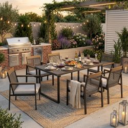 7pcs Outdoor Dining Table and Chair Set