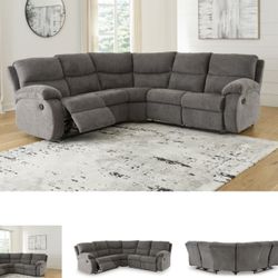 Gray Chenille Fully Reining Sectional Couch Also Comes In Black 