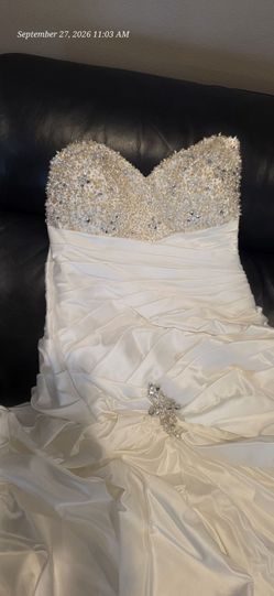 White Beaded Sweetheart Wedding Dress size 14