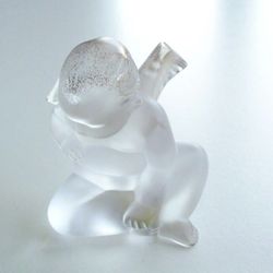 LTD ED LALIQUE ELTON JOHN SATIN&GOLD CRYSTAL SLEEPING ANGEL CHERUB CAPRICCIOSO