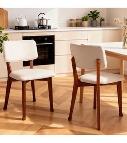 BRAND NEW Wooden Dining Chairs Set of 2, with Fabric Upholstered