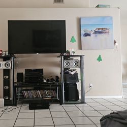 3 Surround Sound Receivers And Awesome Entertainment Center 