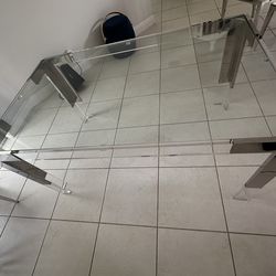 Pemberly Row Chrome Stainless Steel and Acrylic Dining Table