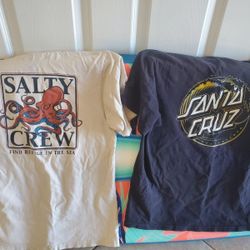 Salty Crew And Santa Cruz Boys Shirts