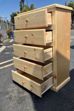 5 drawer pine natural finish