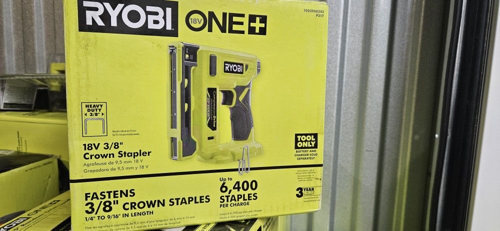 New 18V Ryobi 3/8" Crown Stapler