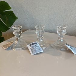 3 Glass Taper Candle Holder 