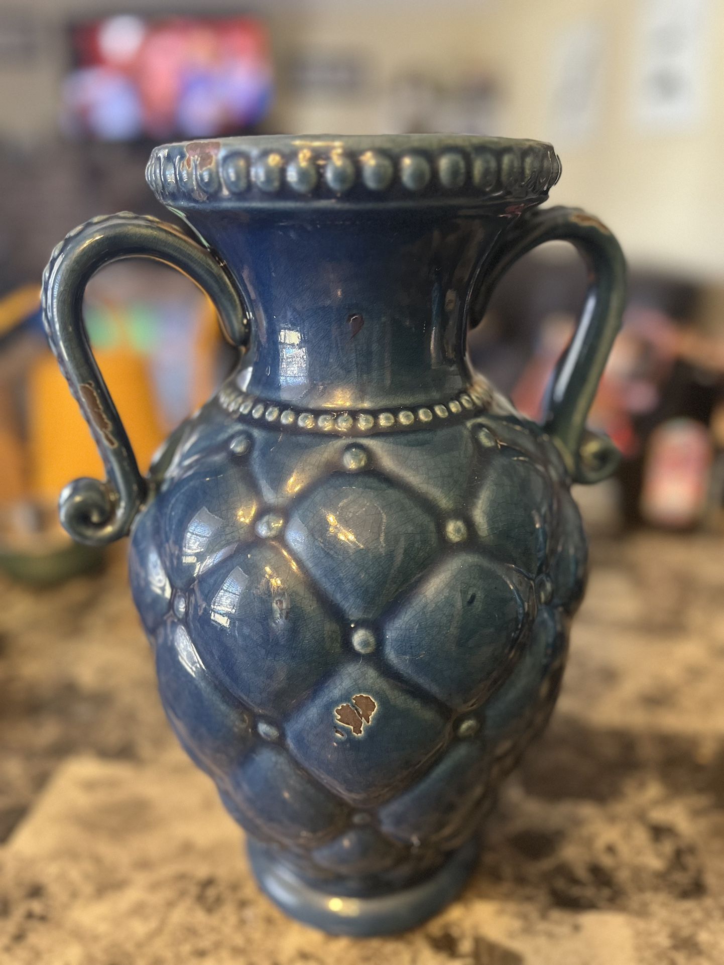 Large Blue Flower Pot Vase