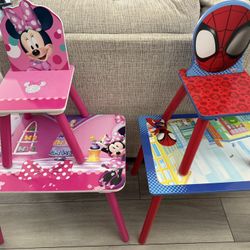 Minnie Mouse And Spiderman Table And Chair
