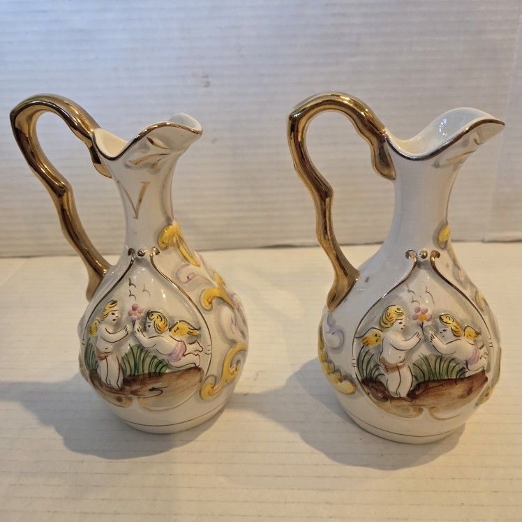 2 Vintage Porcelain Oil And Vinegar Home To Court Decoration Portugal Victorian Style