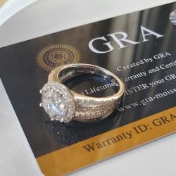 Sz 6 New Certified Moissanite Engagement Ring 