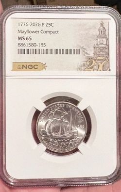 2026 P & D Set 25C Semiquincentennial Mayflower Quarter NGC MS65 Early Releases