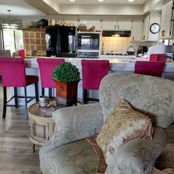 Decorative Look with Red Barstools