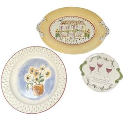 Pfaltzgraff Secrets of Pistoulet Serveware Lot Large Oval Round Platter Set