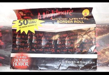 NEW Indoor Outdoor Party Decorations 100’ Roll Border Nightmare Elm Street Freddy Krueger Party