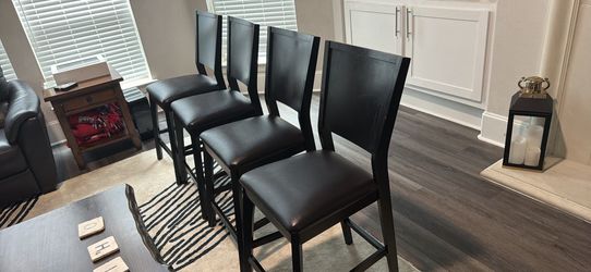 Set of 4 Dark Brown Counter-Height Bar Stools