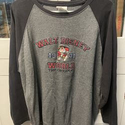 Vintage Walt Disney World Grumpy Size L Embroidered Sweatshirt Gray/Black VG 