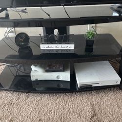 Black Glass TV Stand – Modern, Sturdy, and Spacious