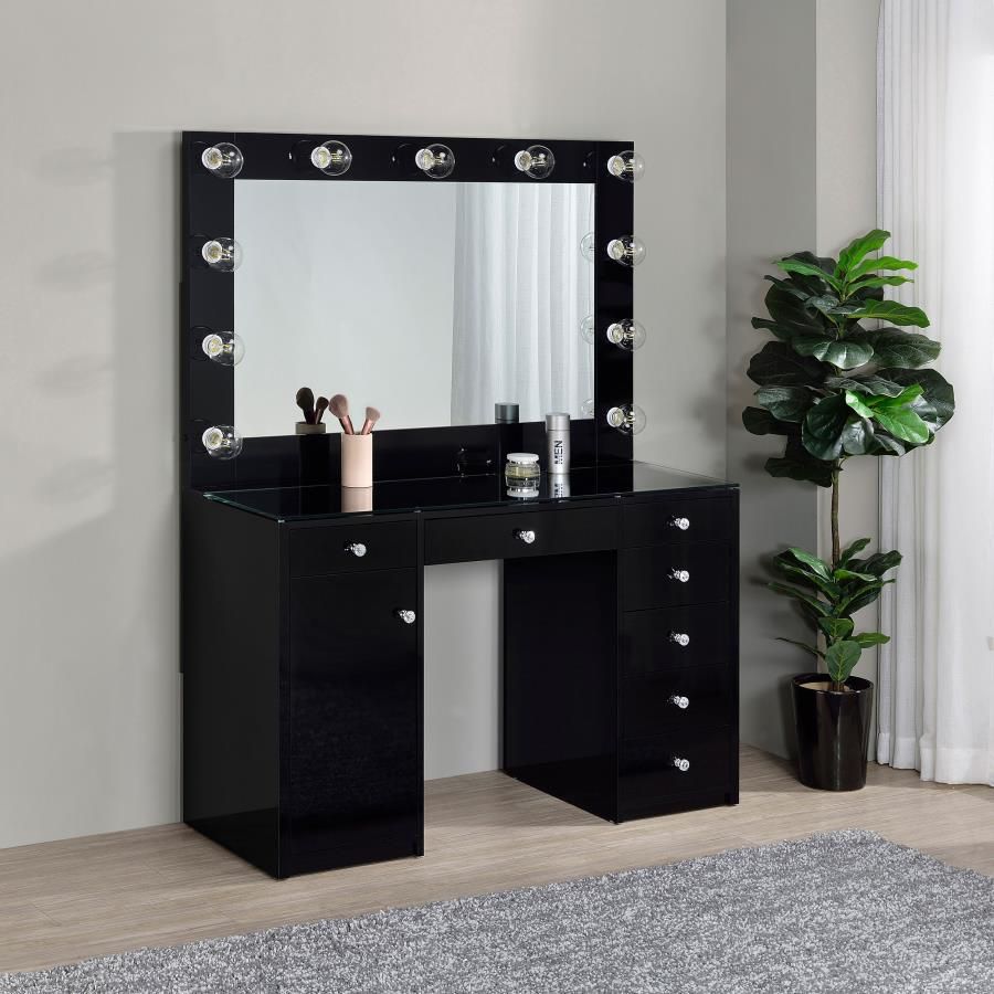 $$$698 GLAM 7 DRAWER HIGH GLOSS VANITY SET NO CREDIT NEEDED